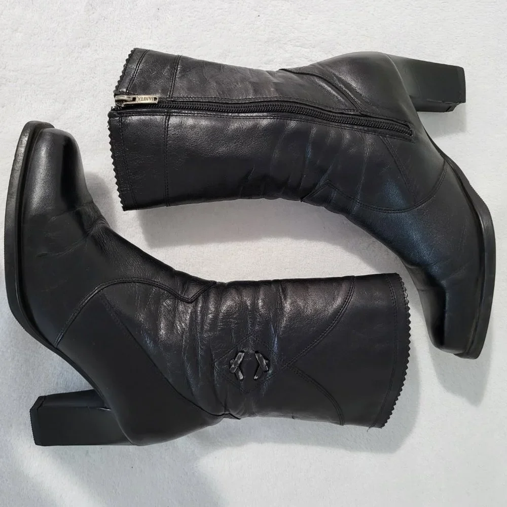 Janita Calf High Heeled Boots 22890, Black SZ 37 - Picture 5 of 15